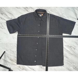 Quiksilver Mens Large Black Textured Button Up Surf Skate Shirt #9